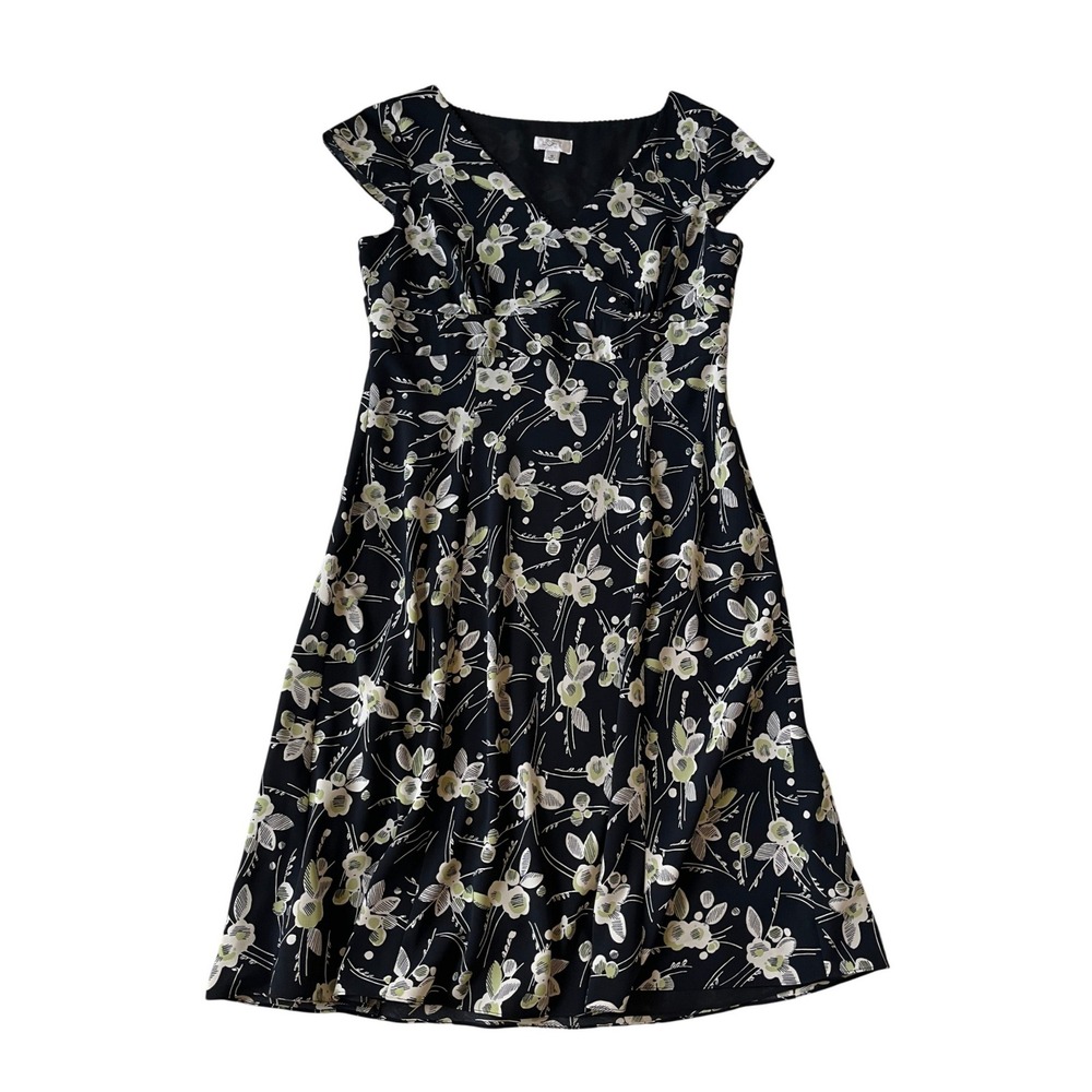 LOFT Chiffon Floral Empire Waist Midi Dress - Picture 1 of 7